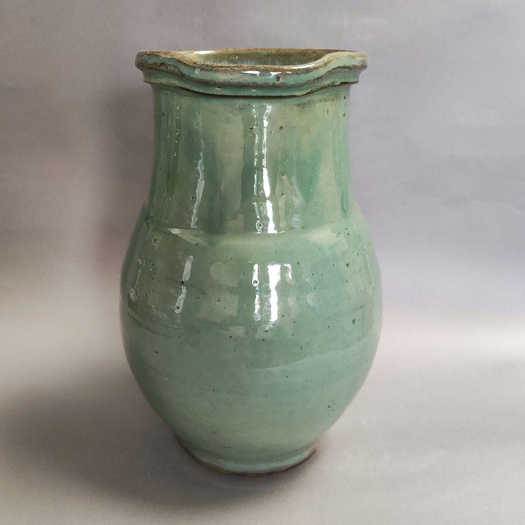 小鹿田焼　緑釉ピッチャー　水差し　小石原焼　民藝陶