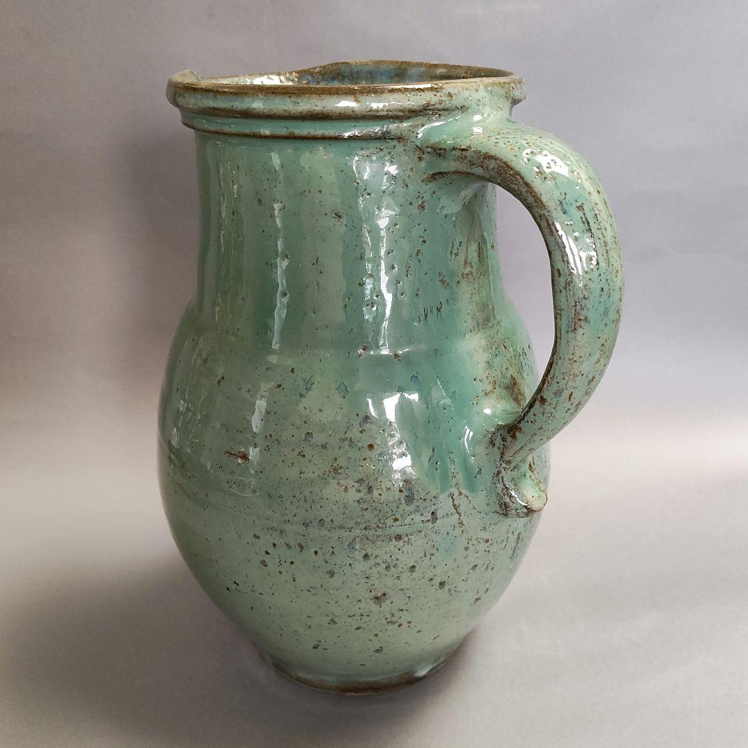 小鹿田焼　緑釉ピッチャー　水差し　小石原焼　民藝陶