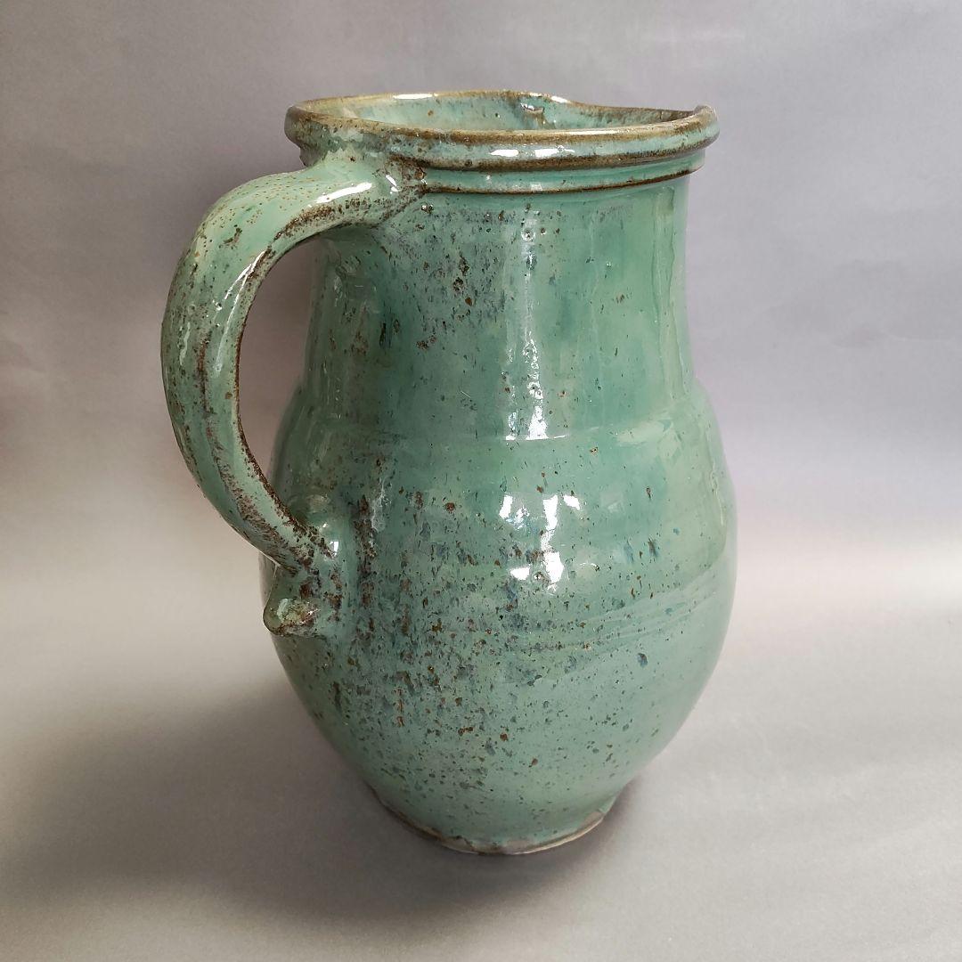 小鹿田焼　緑釉ピッチャー　水差し　小石原焼　民藝陶