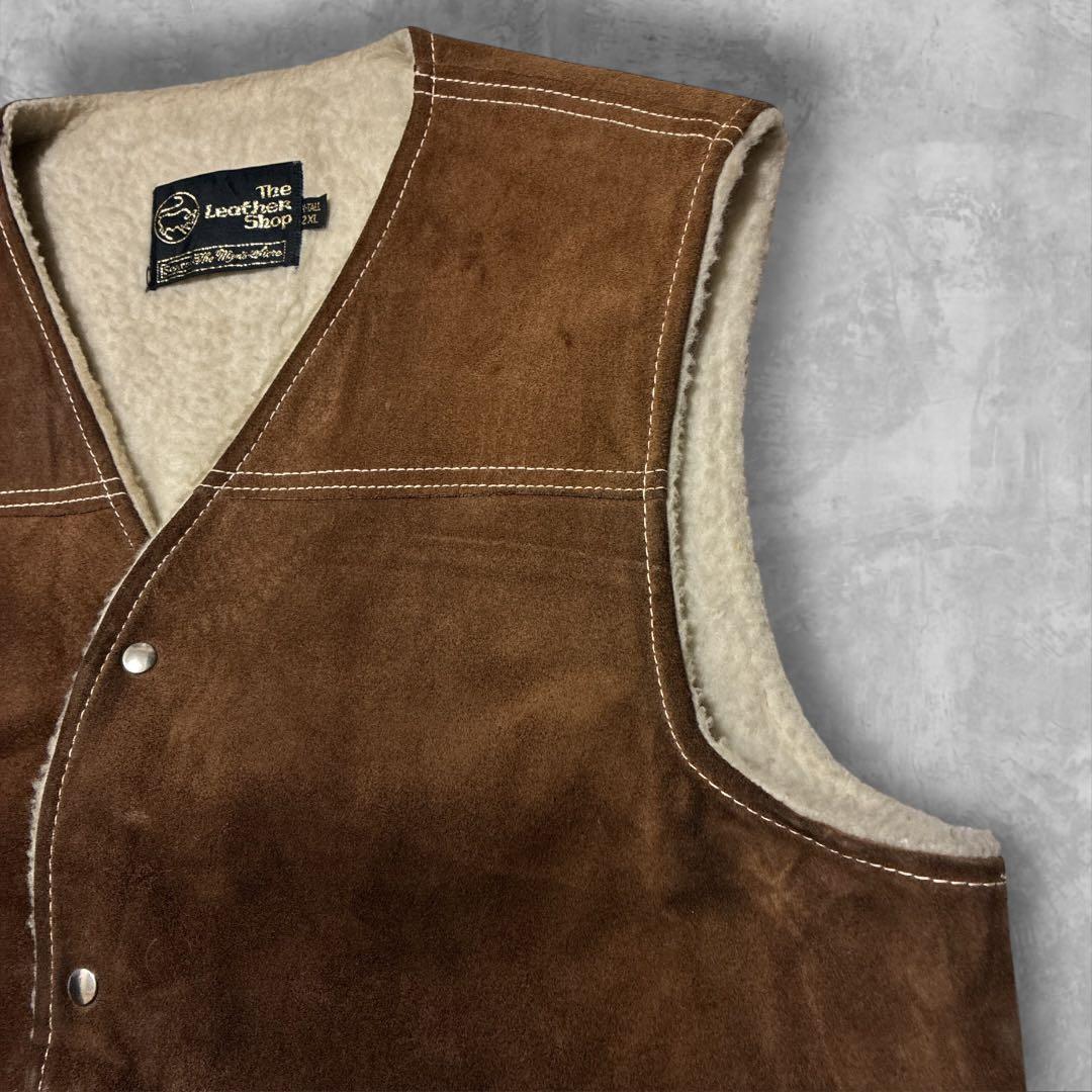 Sears The Leather Shop スエードベスト ブラウン2XLボア