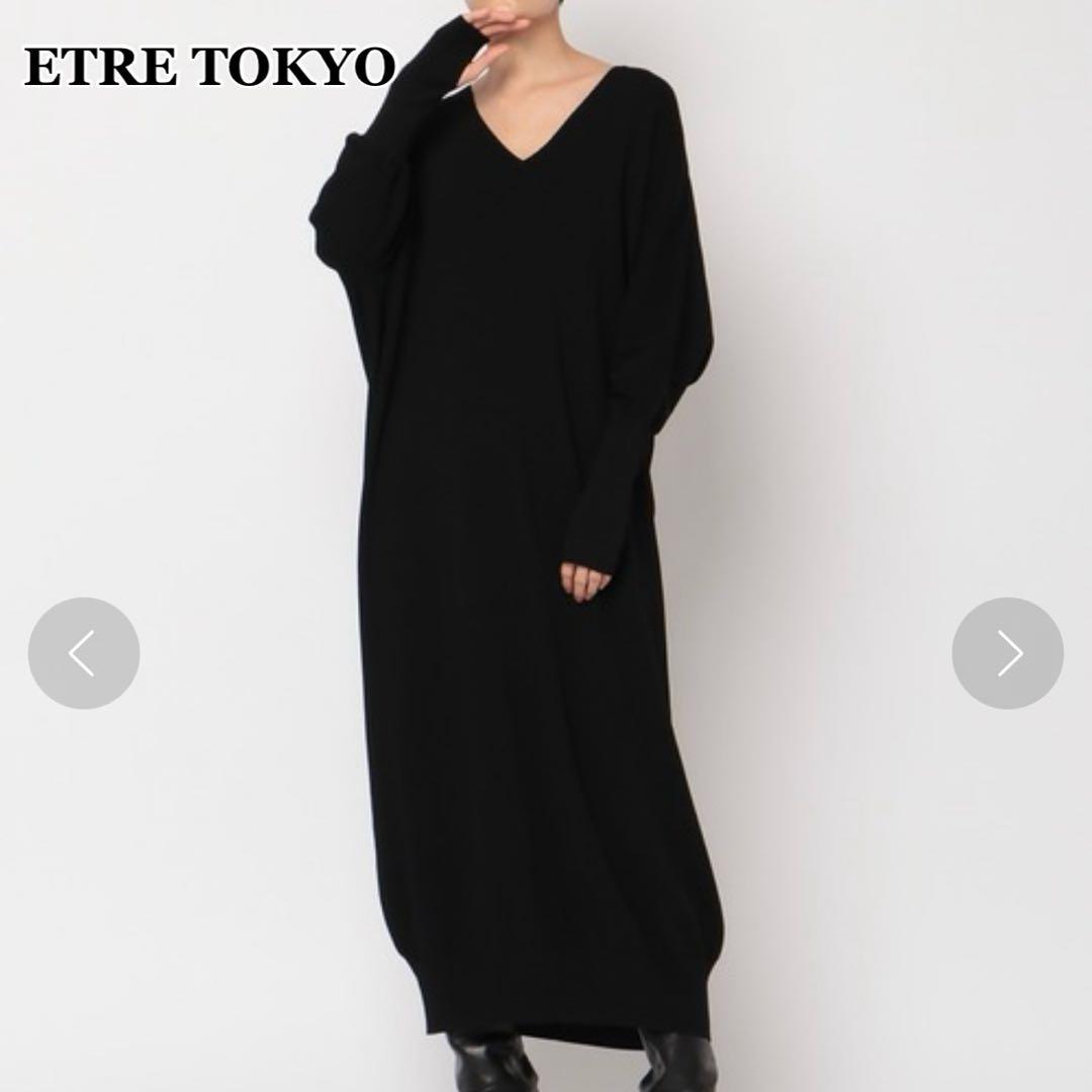 美品✨️ ETRE TOKYO ハイゲージドルマンスリーブニットワンピース 黒