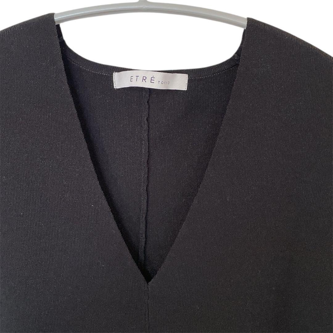 美品✨️ ETRE TOKYO ハイゲージドルマンスリーブニットワンピース 黒