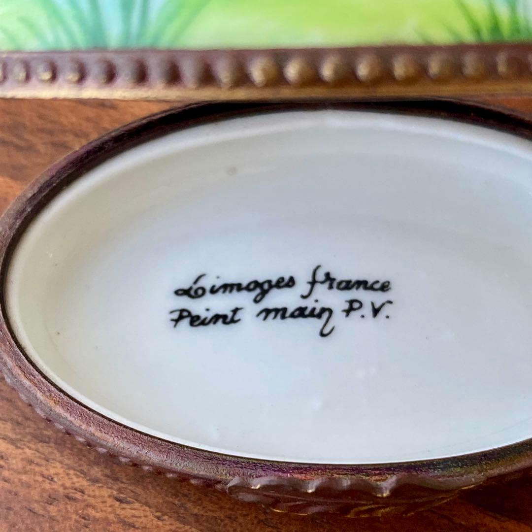 フランス ヴィンテージ リモージュ 手描 鴨 フィギュリン 小物入 ピルケース