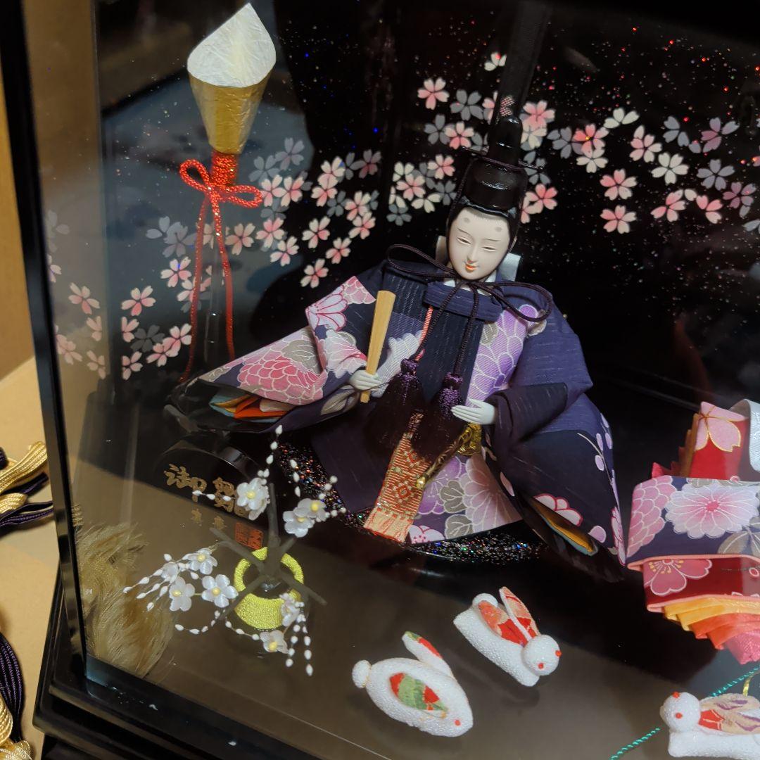 ほぼ未使用！寿慶 雛人形 2人 ガラスケース付き