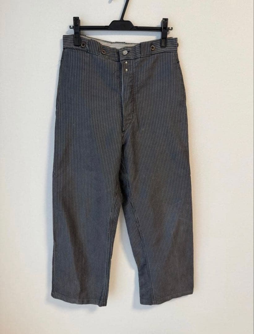 40s 50s ユーロ フレンチ ワークパンツ ストライプ グレー トラウザー