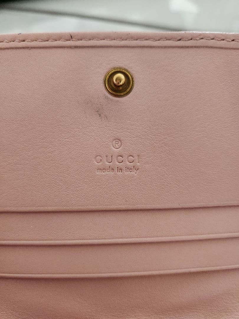 【正規品保証】GUCCI　名刺入れ　GG　マーモント　ピンク　キルティング