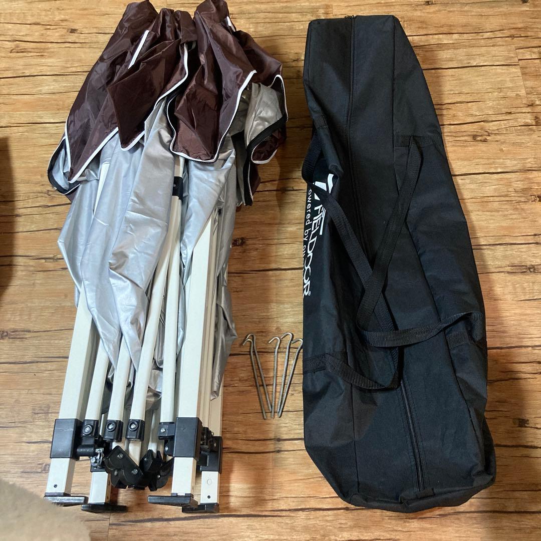 FIELDOOR タープテント 3m×3m ダークブラウン