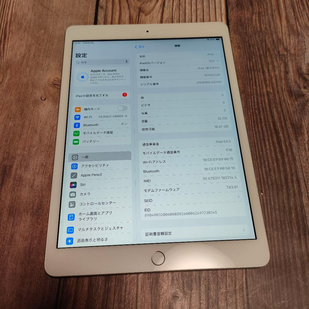 apple iPad 第8世代 32GB SIMフリー 美品