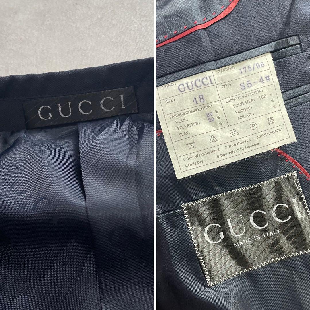 GUCCI タグ付き デッドストック テーラードジャケット 48 L しつけ糸