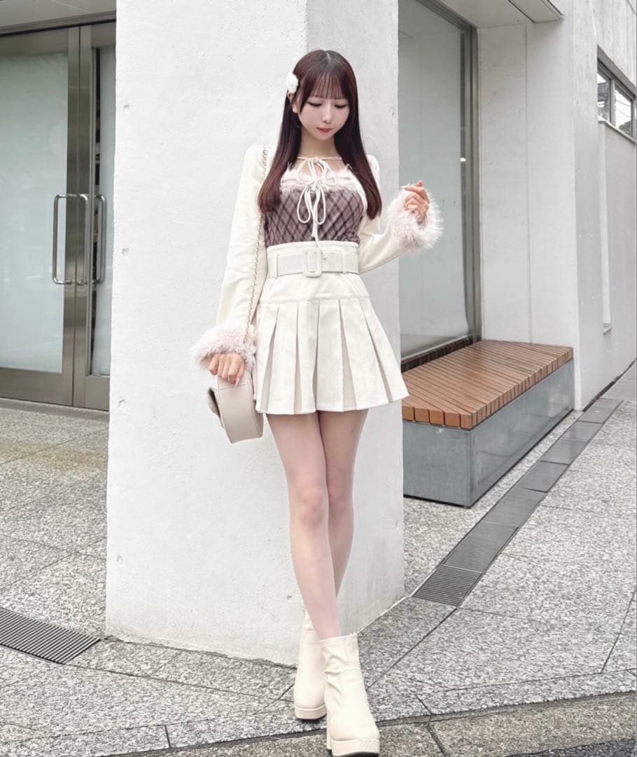 one way ファー付きボレロ風トップス