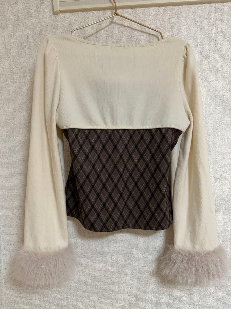 one way ファー付きボレロ風トップス