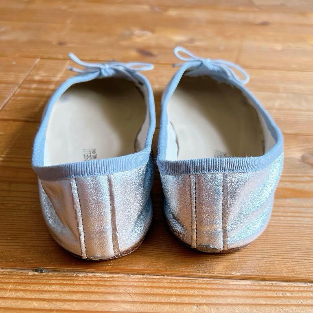 【E.PORSELLI】ポルセリ メタリックバレエシューズ シルバー 37