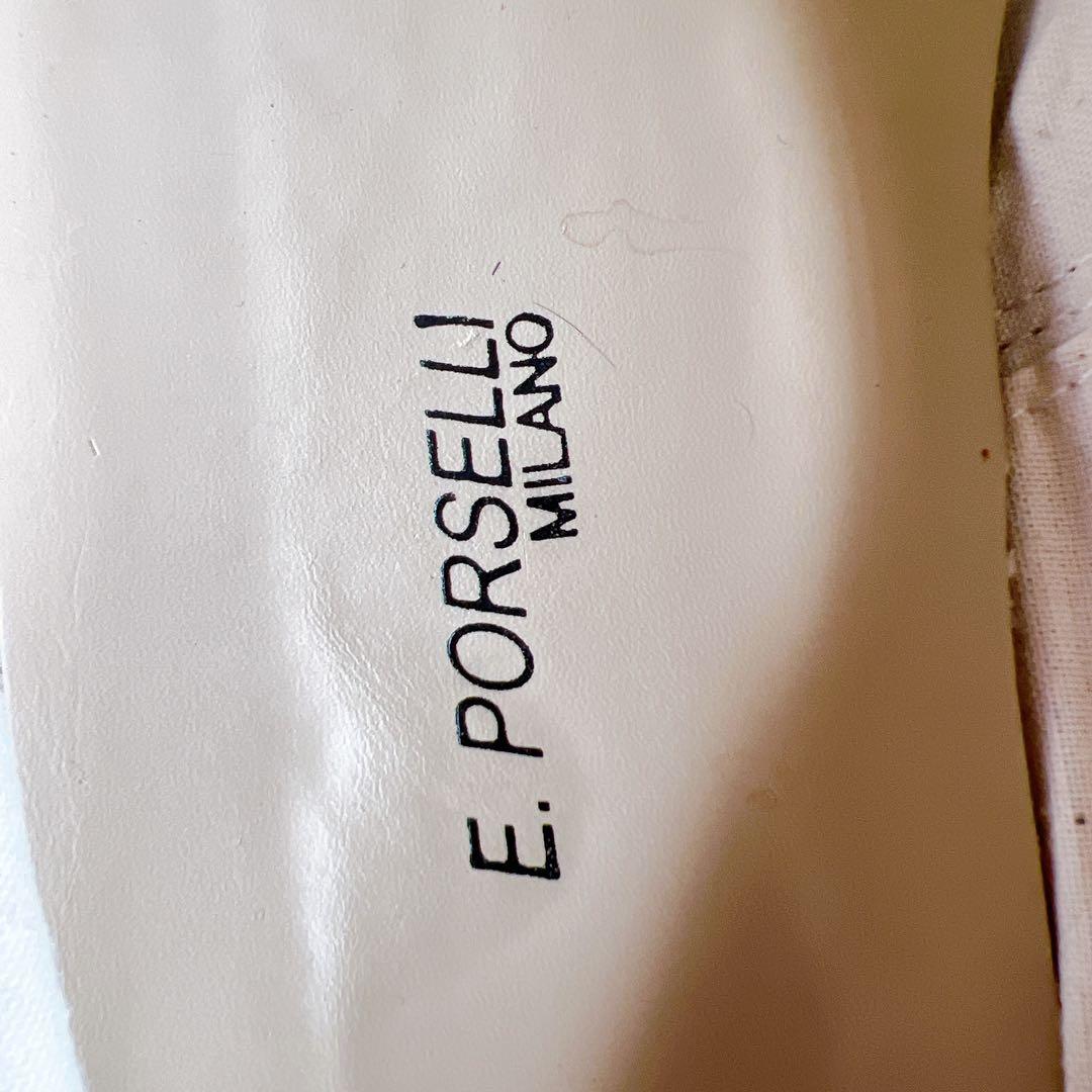 【E.PORSELLI】ポルセリ メタリックバレエシューズ シルバー 37