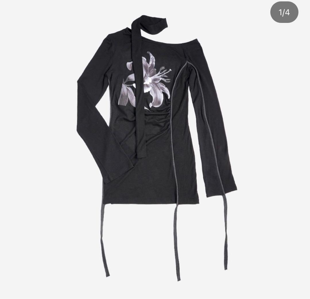 トップス elfelfelfarchives LILY SCARF TOP BLACK