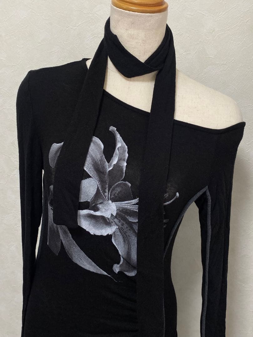 トップス elfelfelfarchives LILY SCARF TOP BLACK