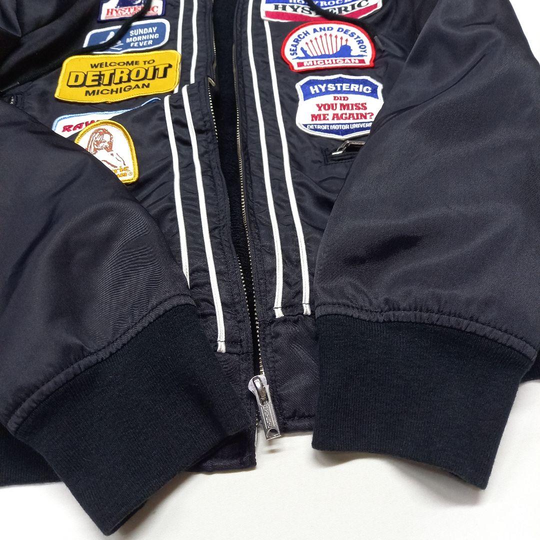 ヒステリックグラマー ワッペンガール フーデット ナイロン ジャケット 黒