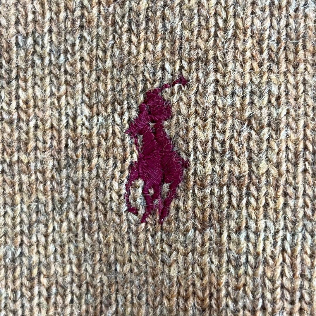ポロ ラルフローレン ニット セーター ブラウン 赤ポニー刺繍 ウール L