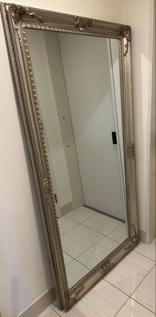 アンティーク調全身鏡 幅90×高さ180cm 飛散防止ミラー シャンパンゴールド