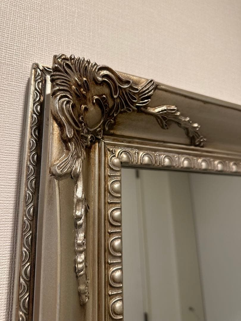 アンティーク調全身鏡 幅90×高さ180cm 飛散防止ミラー シャンパンゴールド