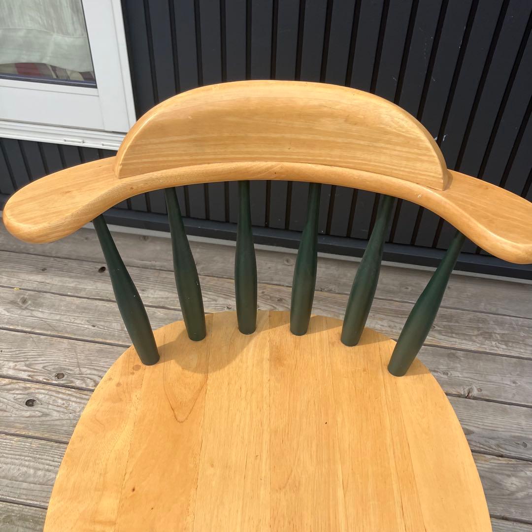 ② 北欧レトロ 無垢材 ツートン ウインザーチェア ダイニングチェア 古家具