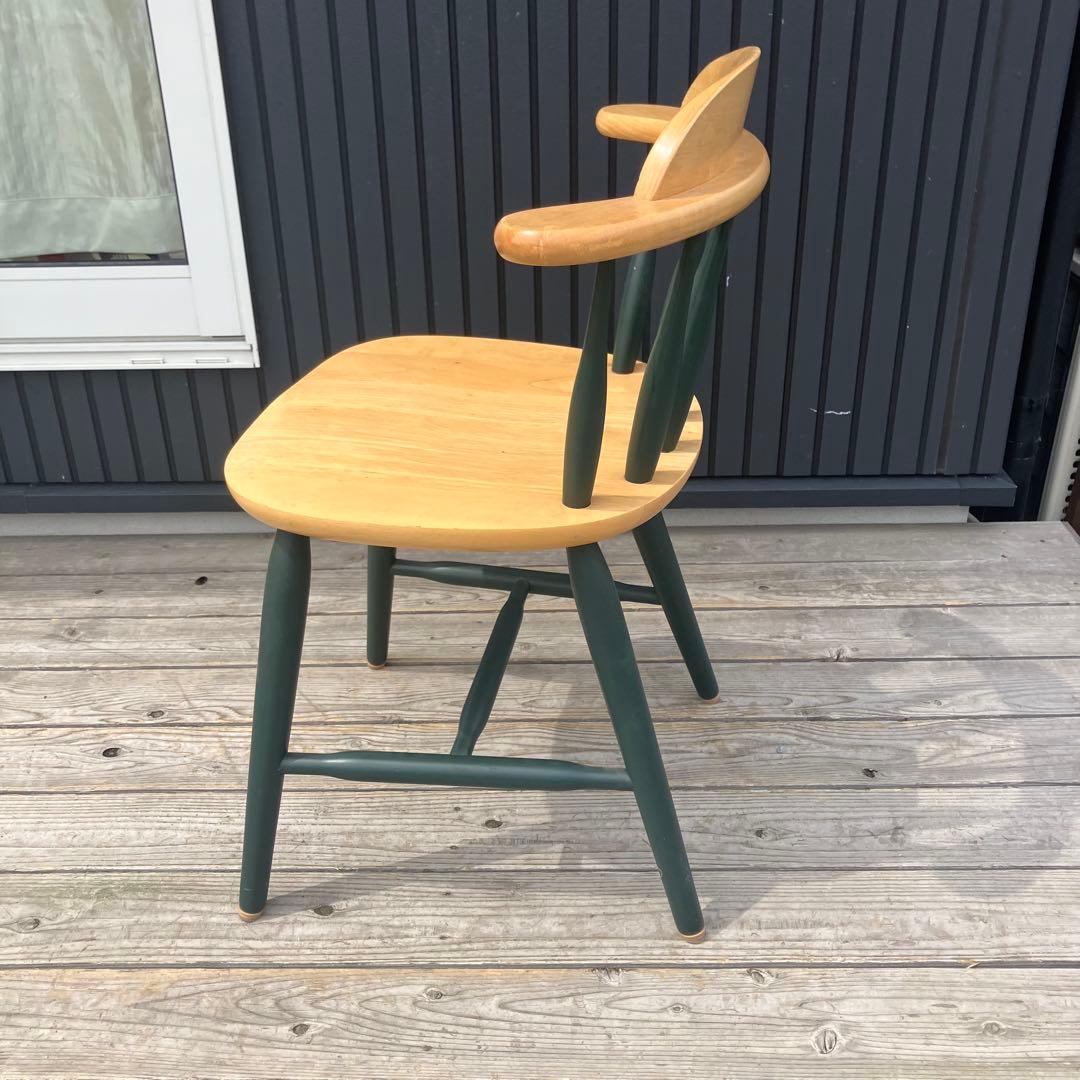 ② 北欧レトロ 無垢材 ツートン ウインザーチェア ダイニングチェア 古家具