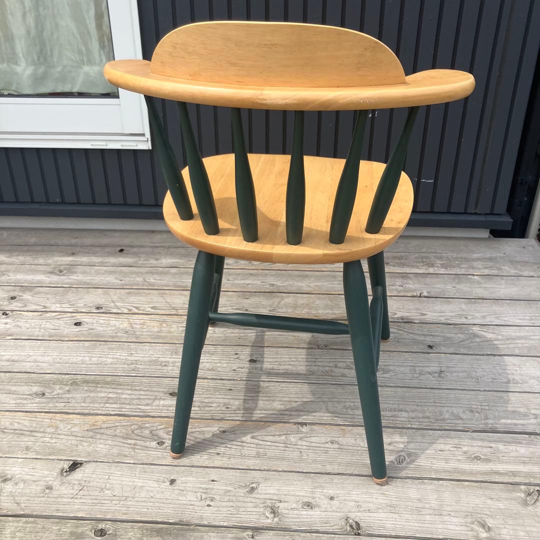 ② 北欧レトロ 無垢材 ツートン ウインザーチェア ダイニングチェア 古家具