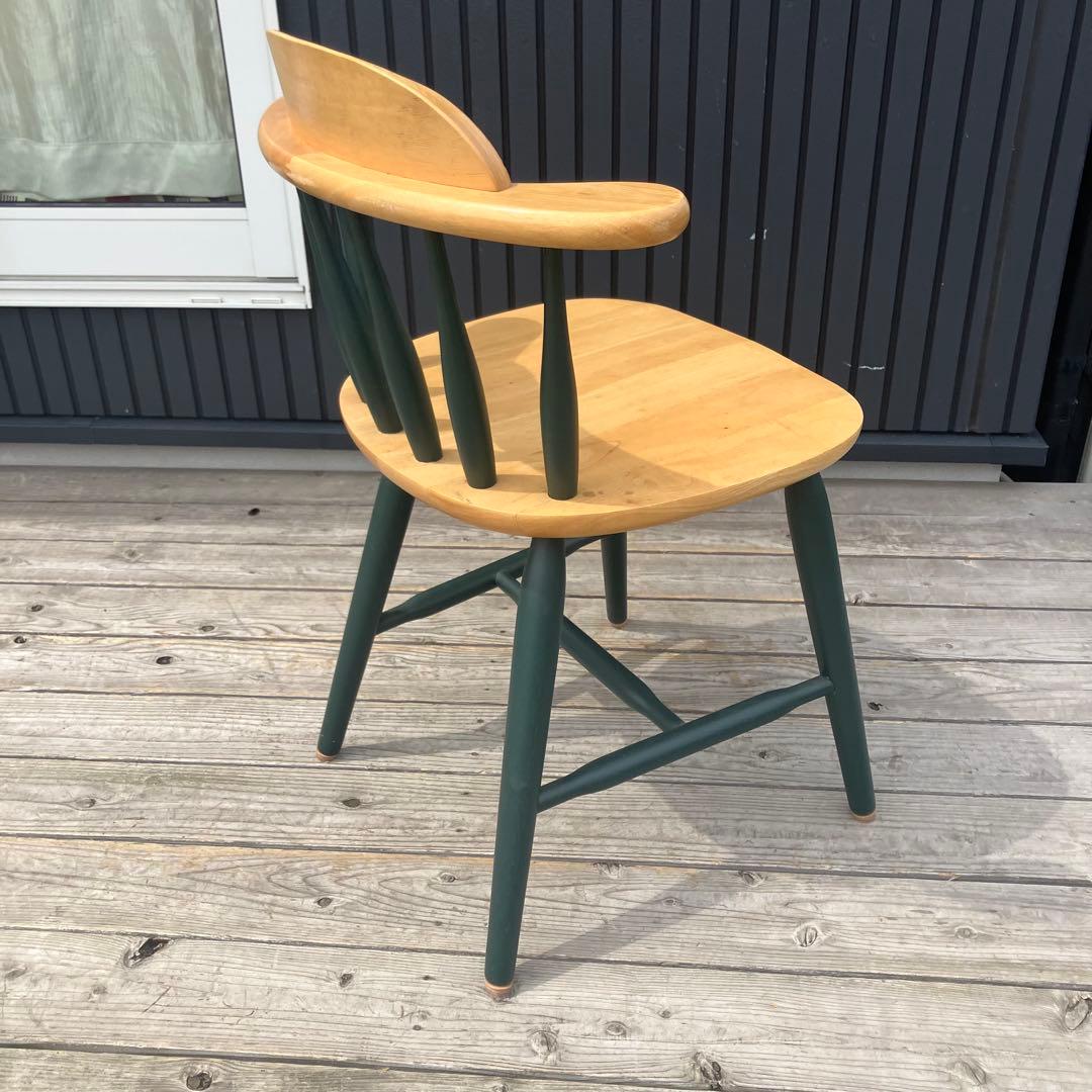 ② 北欧レトロ 無垢材 ツートン ウインザーチェア ダイニングチェア 古家具