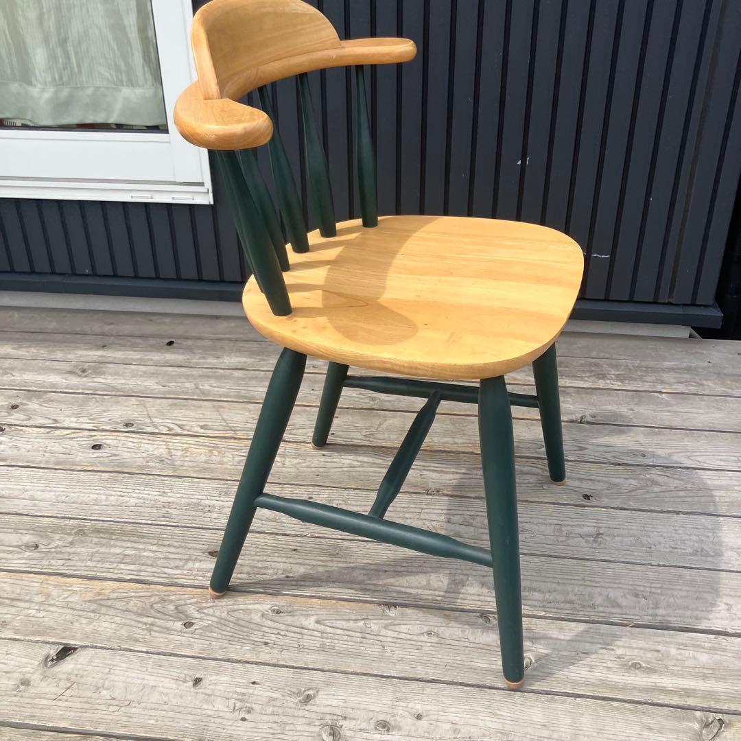 ② 北欧レトロ 無垢材 ツートン ウインザーチェア ダイニングチェア 古家具