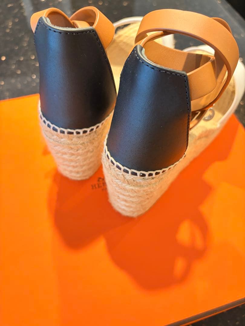 【美品】HERMÈS エルメス エスパドリーユ ウェッジサンダル 37付属品完備