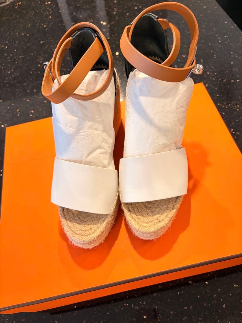 【美品】HERMÈS エルメス エスパドリーユ ウェッジサンダル 37付属品完備
