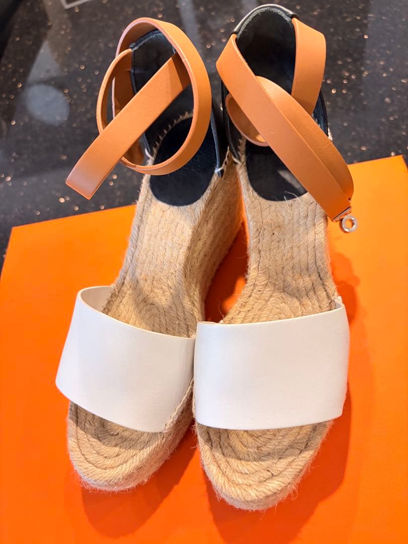 【美品】HERMÈS エルメス エスパドリーユ ウェッジサンダル 37付属品完備