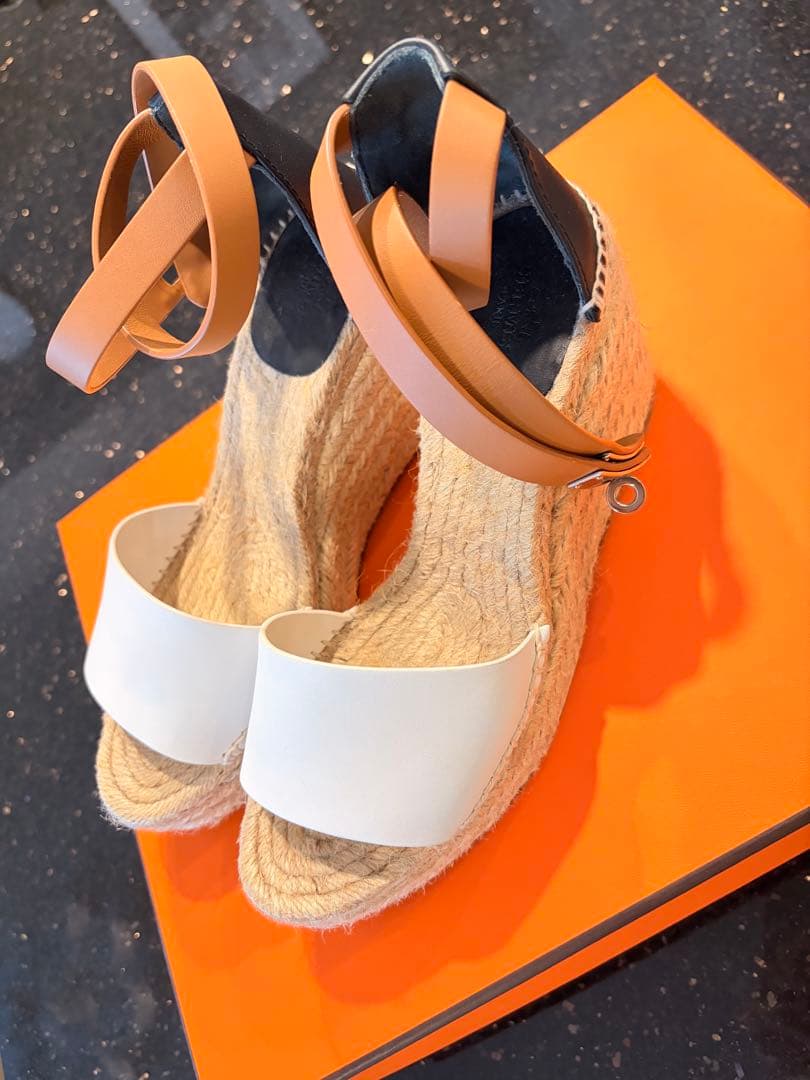 【美品】HERMÈS エルメス エスパドリーユ ウェッジサンダル 37付属品完備