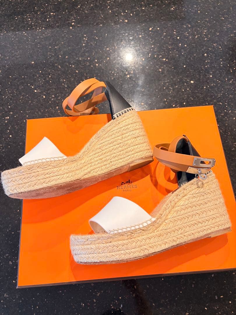 【美品】HERMÈS エルメス エスパドリーユ ウェッジサンダル 37付属品完備