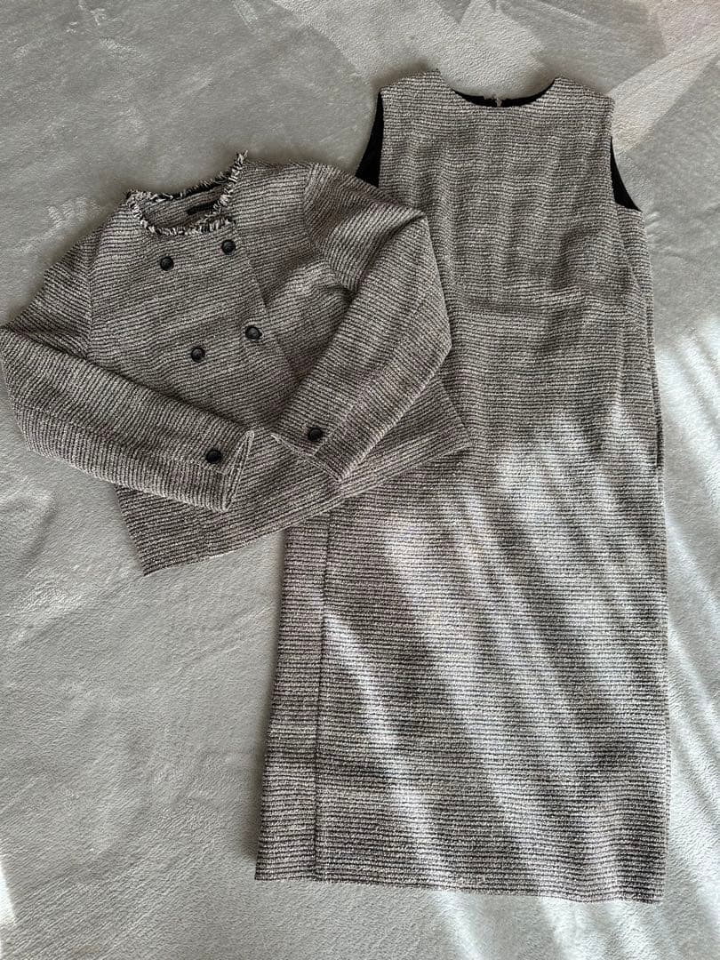 イエナ ツイード ジャケット＆ワンピース セットアップ グレー