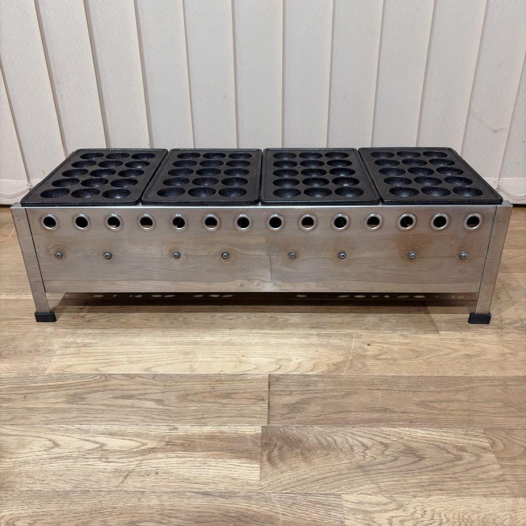 ②【良品】 IKK 業務用 たこ焼き器 154S プロパン 15穴×4連 鉄鋳物