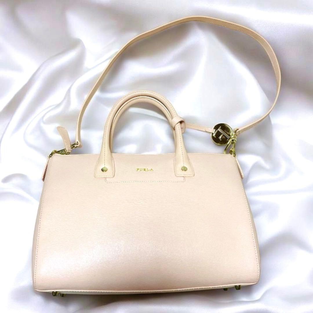 極美品FURLA フルラ ライトピンク ミニボストン 2way ハンドバッグ