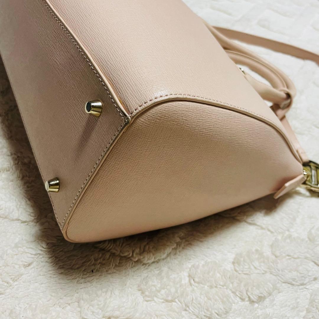 極美品FURLA フルラ ライトピンク ミニボストン 2way ハンドバッグ