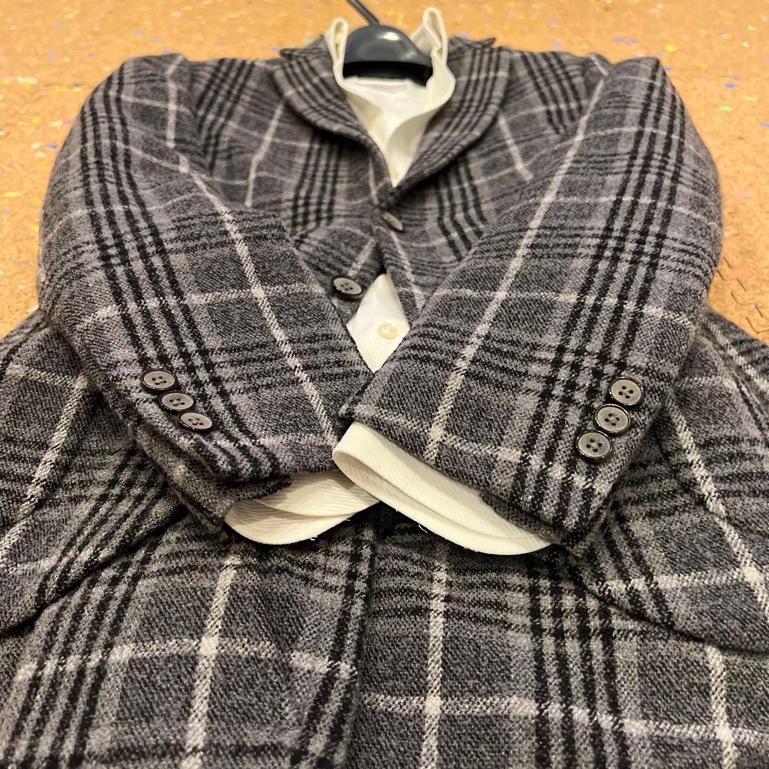 EDIFICE セットアップ パイル地 グレーチェック 165㌢-170㌢+5㌢