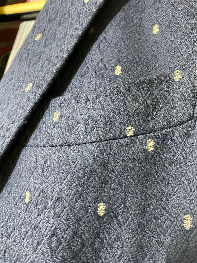 ETRO ネイビー ジャケット 48 光沢有 裏地シルク100%