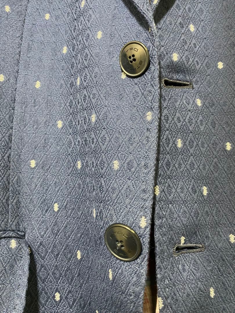 ETRO ネイビー ジャケット 48 光沢有 裏地シルク100%