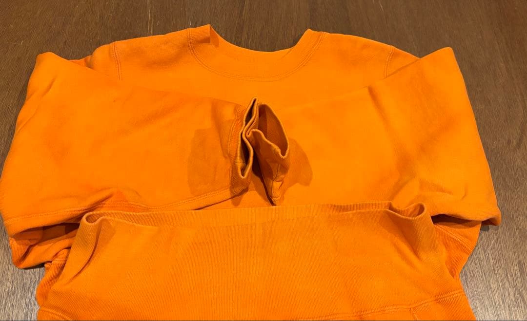 70s 単色　チャンピオン　リバースウィーブ　オレンジ　small 目無し