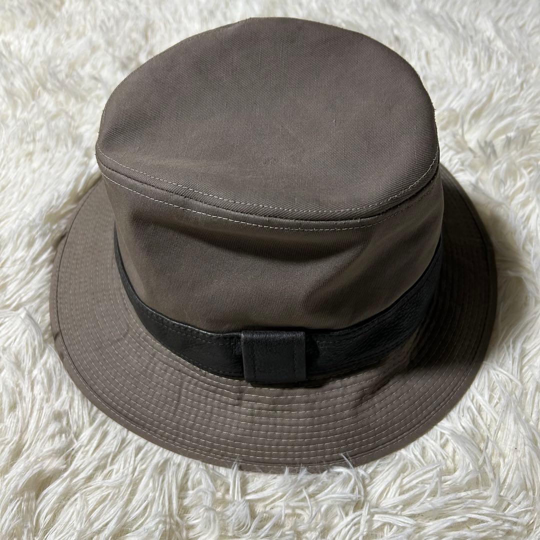 HERMES ハット 帽子 リボン レザー