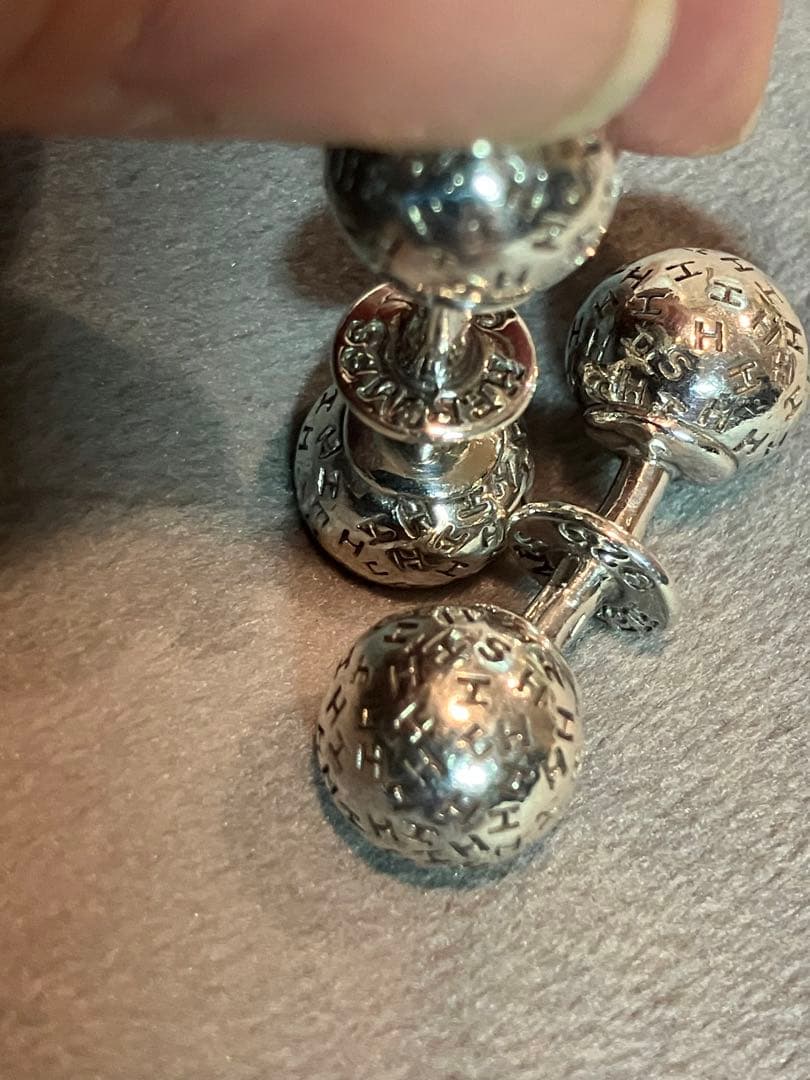 エルメス Hロゴ ボール シルバー925 メンズ カフス