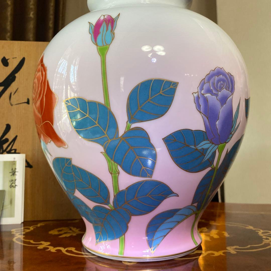 香蘭社　花瓶　花　華　バラ　ローズ　ピンク　希少 レア