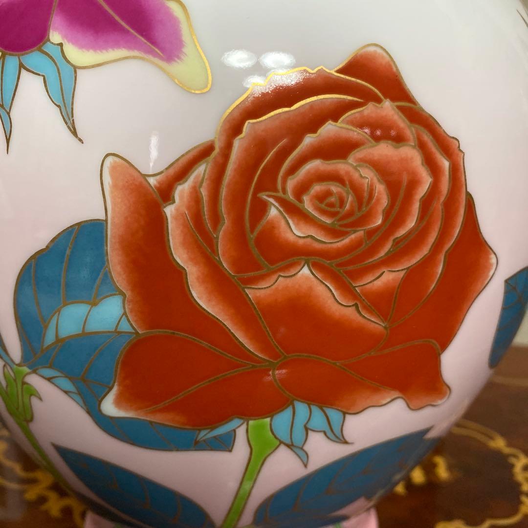 香蘭社　花瓶　花　華　バラ　ローズ　ピンク　希少 レア