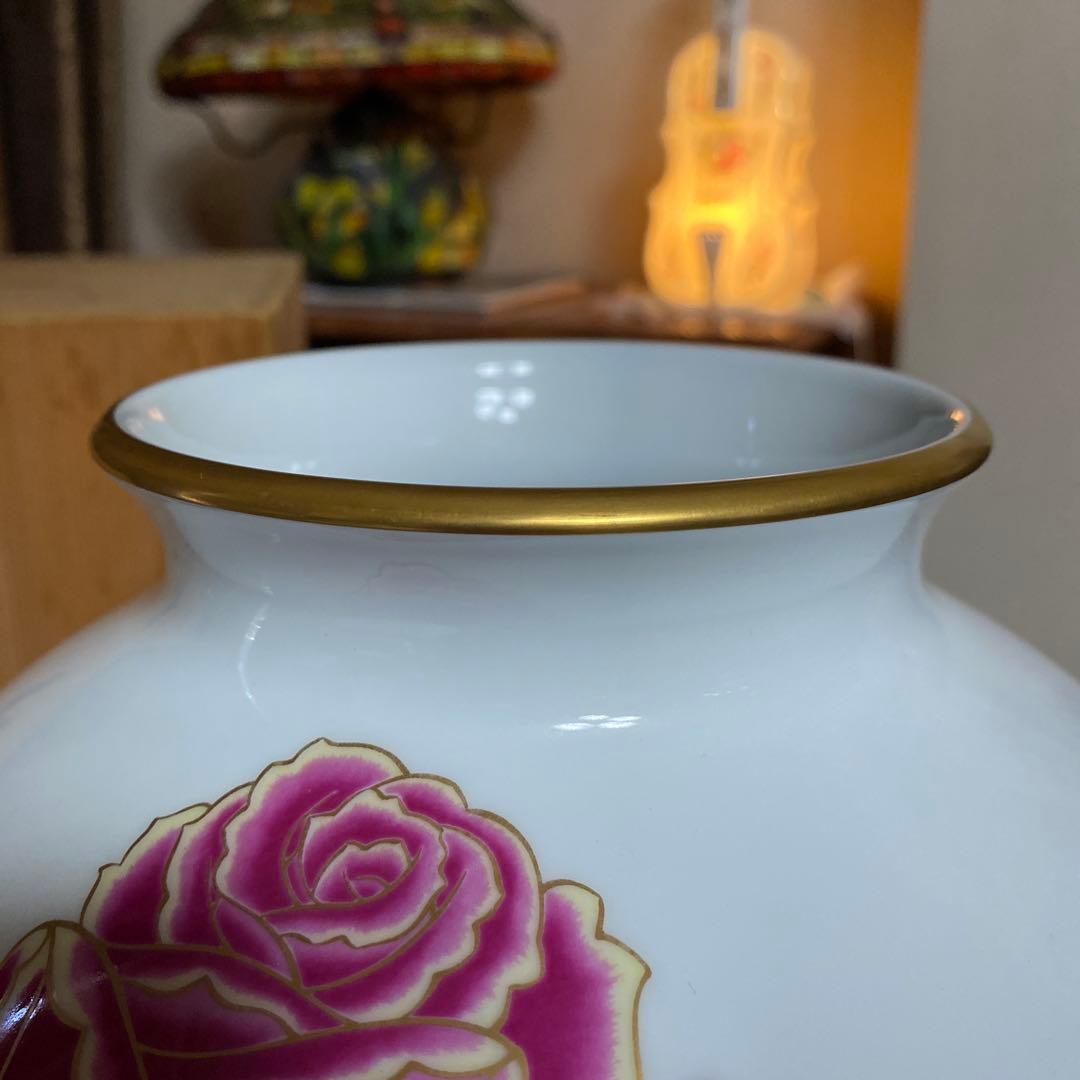 香蘭社　花瓶　花　華　バラ　ローズ　ピンク　希少 レア