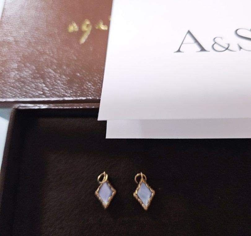 ◆agete【未使用】ピアスチャーム K10 ミル打ち シェル 菱形！2,3万