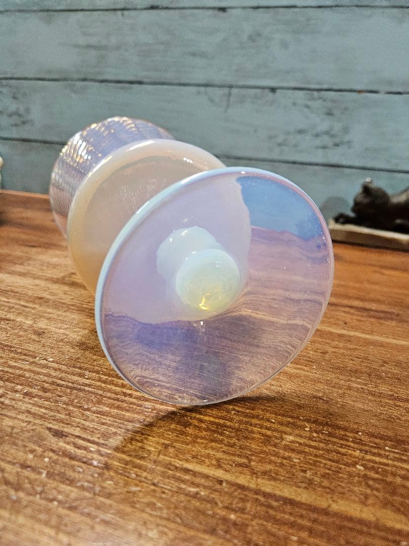 フランスアンティーク オパールセントガラスの花瓶 グラス フラワーベース