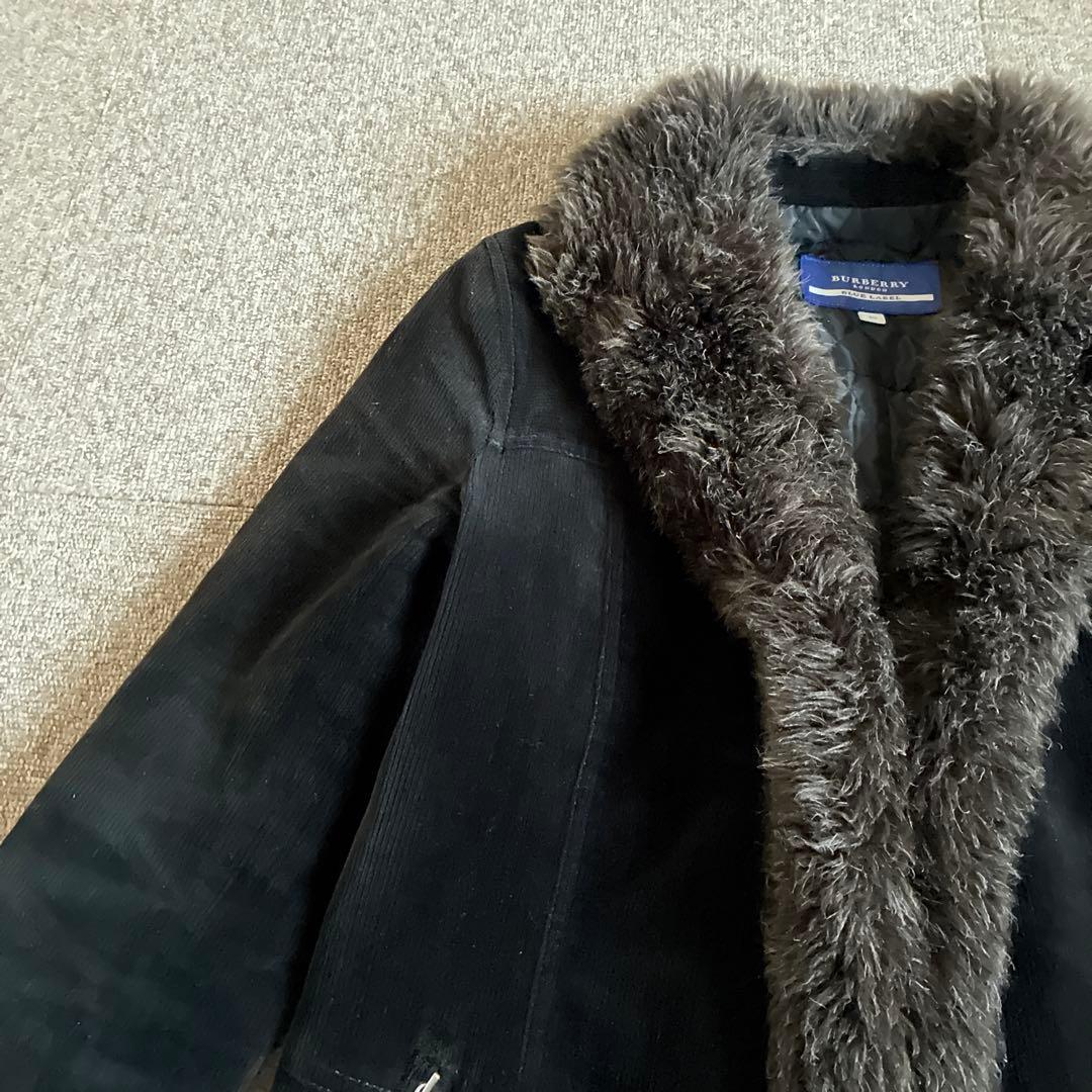 BURBERRY BLUE LABEL ブラックファーコート サイズ40