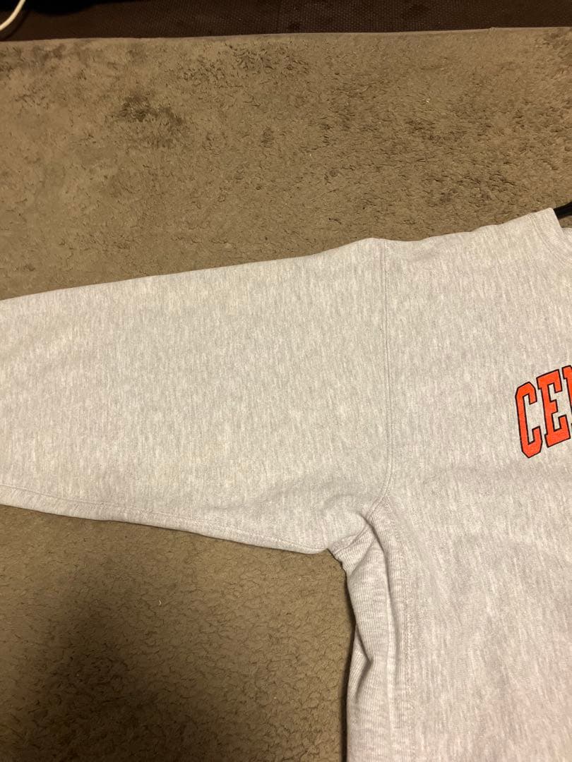 タグ無しチャンピオンリバースウィーブ　トレーナー3段プリント グレー